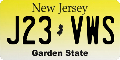 NJ license plate J23VWS