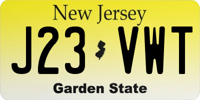 NJ license plate J23VWT