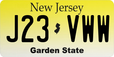 NJ license plate J23VWW