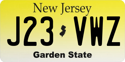 NJ license plate J23VWZ