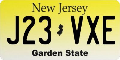 NJ license plate J23VXE