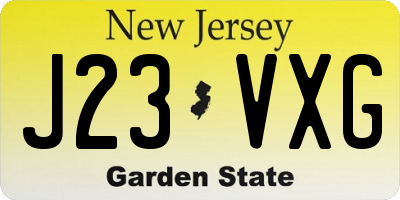 NJ license plate J23VXG