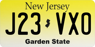 NJ license plate J23VXO