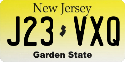 NJ license plate J23VXQ