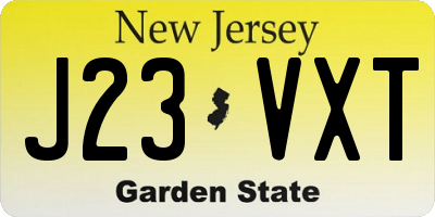 NJ license plate J23VXT