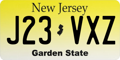 NJ license plate J23VXZ