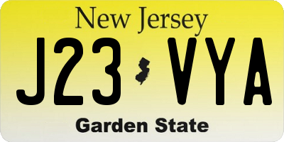 NJ license plate J23VYA