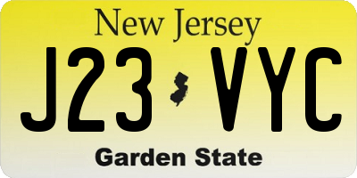 NJ license plate J23VYC