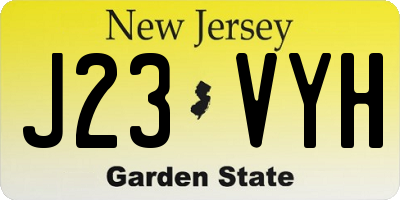 NJ license plate J23VYH
