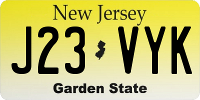 NJ license plate J23VYK