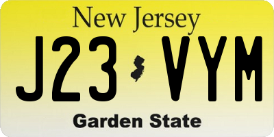 NJ license plate J23VYM