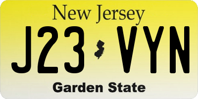 NJ license plate J23VYN