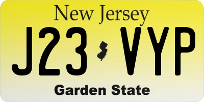 NJ license plate J23VYP