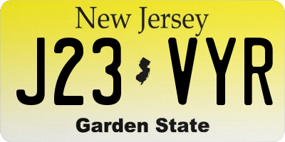 NJ license plate J23VYR