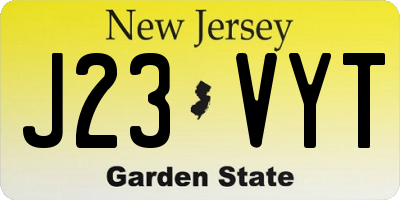 NJ license plate J23VYT