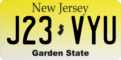 NJ license plate J23VYU