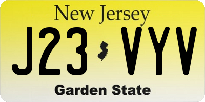 NJ license plate J23VYV