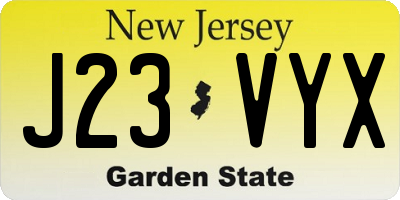 NJ license plate J23VYX