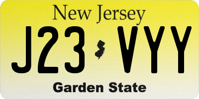 NJ license plate J23VYY