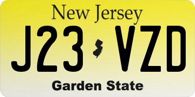 NJ license plate J23VZD