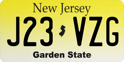 NJ license plate J23VZG
