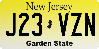 NJ license plate J23VZN