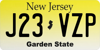 NJ license plate J23VZP