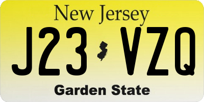 NJ license plate J23VZQ