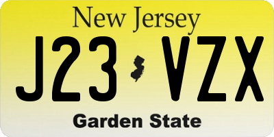 NJ license plate J23VZX
