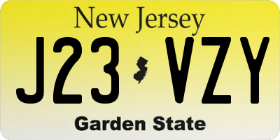 NJ license plate J23VZY