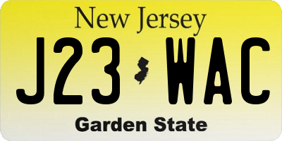 NJ license plate J23WAC