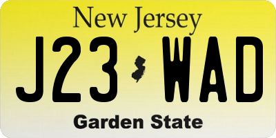 NJ license plate J23WAD
