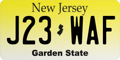 NJ license plate J23WAF
