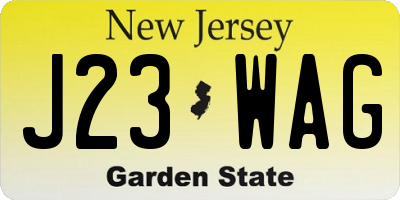 NJ license plate J23WAG