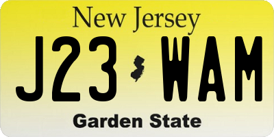 NJ license plate J23WAM