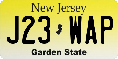 NJ license plate J23WAP