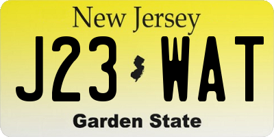 NJ license plate J23WAT