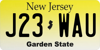 NJ license plate J23WAU