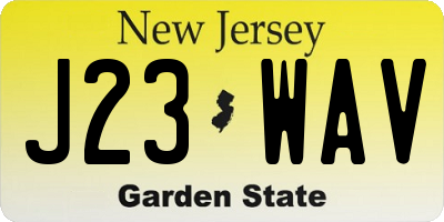 NJ license plate J23WAV