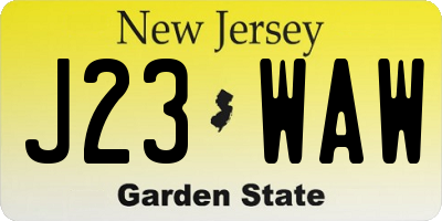 NJ license plate J23WAW