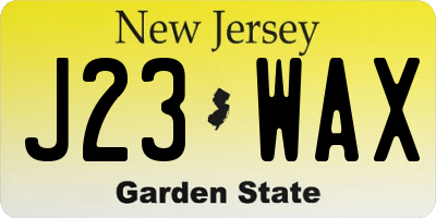 NJ license plate J23WAX