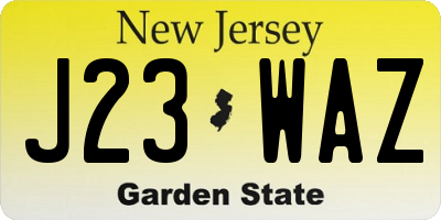 NJ license plate J23WAZ