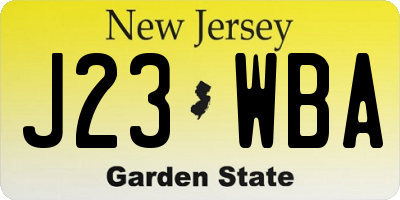 NJ license plate J23WBA