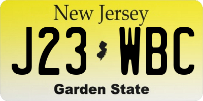 NJ license plate J23WBC