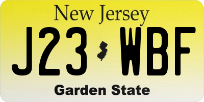 NJ license plate J23WBF