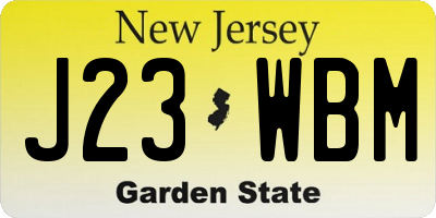 NJ license plate J23WBM