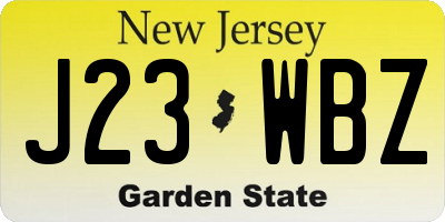 NJ license plate J23WBZ