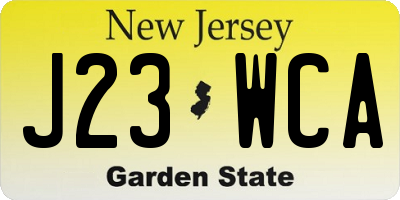 NJ license plate J23WCA