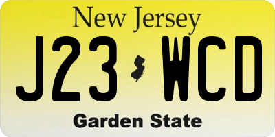 NJ license plate J23WCD