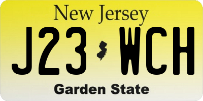 NJ license plate J23WCH